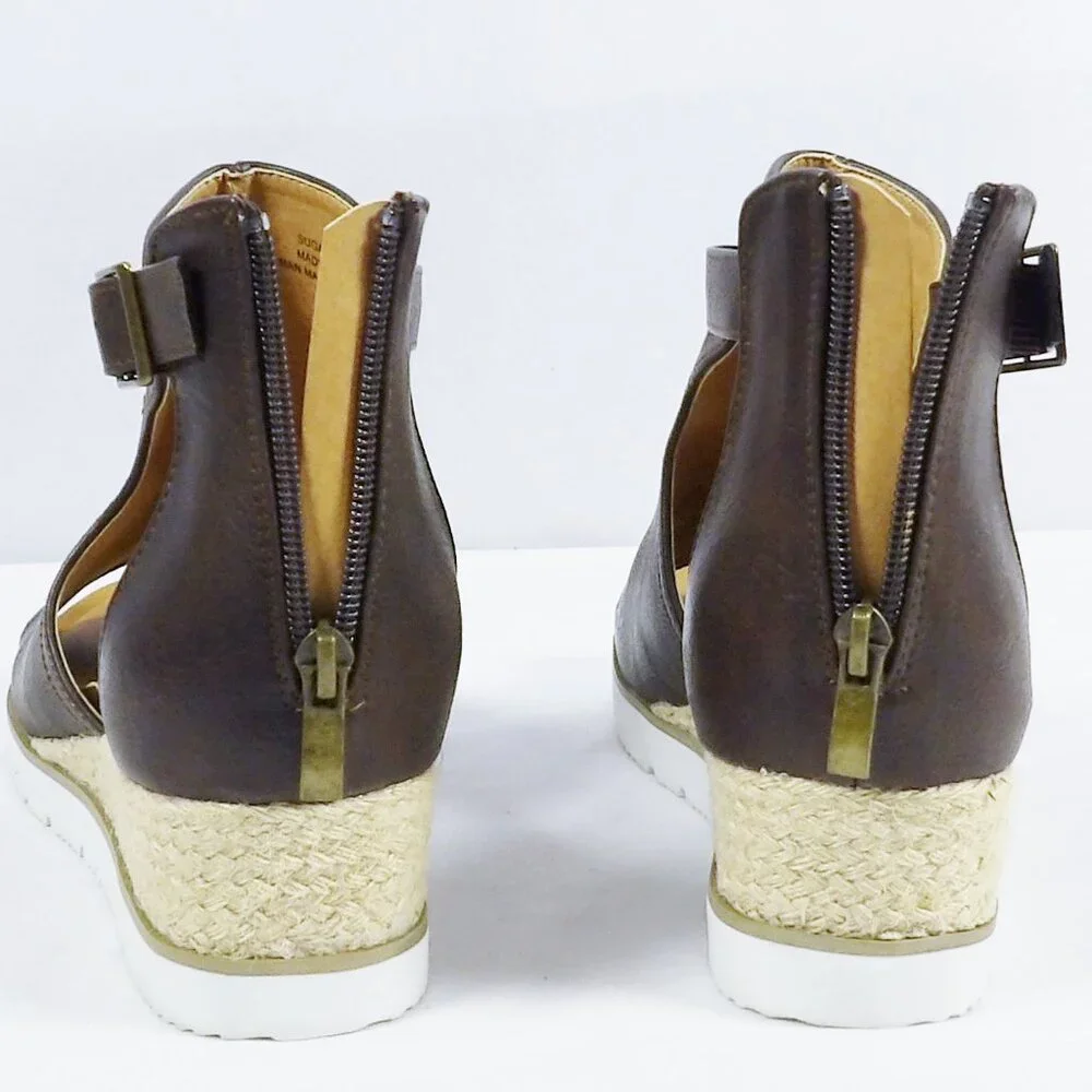 Corkys SUGAR CITY Espadrille Low Wedge Sandals Dark Brown NIB Open Toe Size 10 - Picture 10 of 15